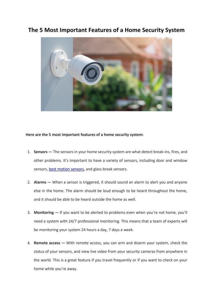 5 Must-Have Features for Your Home Security System